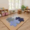 Factory Direct Partners FDP SoftScape Giant Interlocking Floor Cushions for Kids Comfortable 3 inch Thick Soft Foam Flexible Seating for Playroom or Classroom, 4-Piece - Navy/Powder Blue