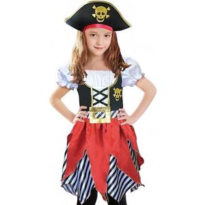 Lingway Toys Girls Deluxe Pirate Costume,Buccaneer Princess Dress for Kids 9-10