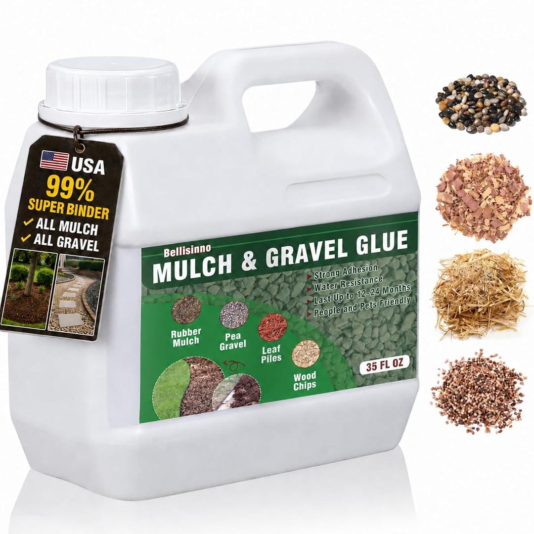 35 Ounce Mulch and Gravel Glue for Landscaping, Clear Gravel Binder, Strong Mulch Anchor Easily Holds Rubber, Stone, Pebble, Pea Gravel- Wide Coverage and Pet Safe