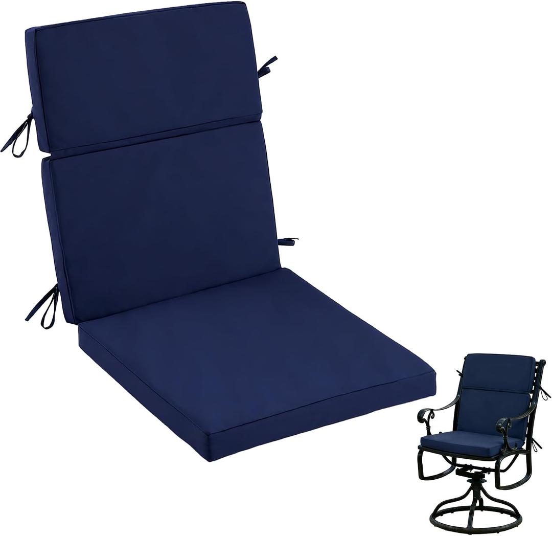 High Back Patio Chair Cushions, 21x20 Waterproof & Fade-Resistant Outdoor Dining Chair Cushions, Indoor/Outdoor High Back Cushion, Seat Pad for Glider and Lawn Chair, Navy Blue