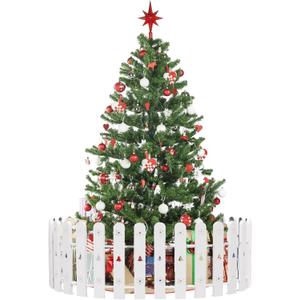 Christmas Tree Fence, 35PCS Thick White Plastic Picket Fence Decorative for Party Wedding Garden Home, Christmas Fence Border Barrier Guard for Puppy Toddlers Baby
