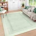 Wonnitar Striped Sage Green 9x12 Rugs for Living Room, Non-Slip Soft Sage Green Bedroom Rug, Low Pile Minimalist Floor Carpet for Nursery Playroom Department (Green, 9' x 12')