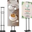 Black Pedestal Poster Sign Stand for Display, Adjustable Height Up to 80 Inchs, Heavy Duty Banner Double Sided Sign Holder for Board & Foam