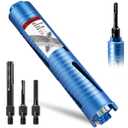 2" Dry Core Drill Bit for Brick and Block with 3 Adapters Included: SDS Plus, SDS Max and 1/2" Hex Shank, 9.5" Drilling Depth Core Bits for Concrete, Brick, Masonry, 5/8"-11 Thread (2 Inch)