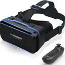 VR Headset for Smartphones, Bluetooth Game Controller, Aspheric HD Lenses for Immersive 3D Movies & Games, Adjustable Toggle Focus & IPD, Advanced Cooling System (Fits 4.7-6 inch Phones)