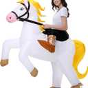 Stegosaurus Inflatable Horse Costume Adult Halloween Blow Up Costumes Ride On White Horse Costume Funny Riding Horse Suit for Men Women Cosplay Kentucky Derby Party