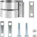 2Pcs 3.5 Inch Exhaust Clamp,3.5" In Lap Joint Exhaust Band Clamp Stainless Sleeve Coupler For Mufflers,Exhaust Pipe etc Universal (2 Pcs)