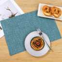 SHACOS Fabric Placemats Set of 4 Non Slip Machine Washable Heat Resistant Cloth Table Mats Soft Polyester Place Mats for Kitchen Dining Table, Dark Teal 12x18