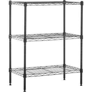 Amazon Basics 3-Shelf Adjustable Heavy Duty Steel Wire Rack Storage Shelving Organizer for Kitchen, Garage, 23.2" L x 13.4" W x 30" H, Black (3-Shelf, Black)