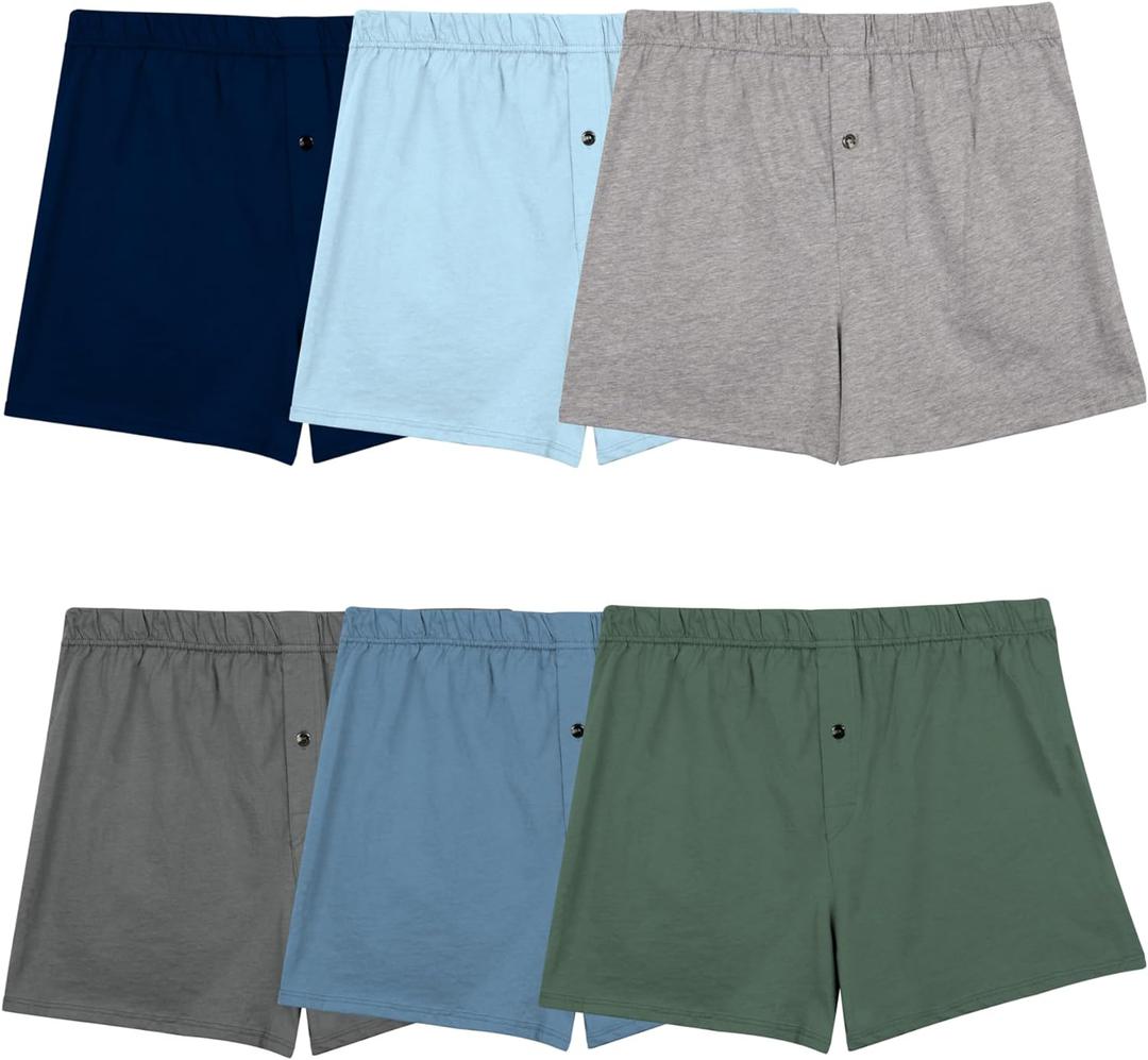 Fruit of the Loom Men's 6 Pack Exposed Waistband Boxer Shorts (Large)