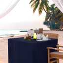 HolidayIdeas 2 Pack Square Fitted Table Covers - 34 x 34 Inch -Card Table Clothes Washable Tablecloth Protectors for Parties, Holiday Dinner, Trade Show, Vendor Stand, Navy