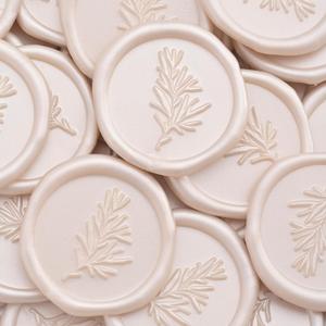 UNIQOOO Wax Seal Stickers - Rosemary Wedding Invitation Envelope Seal Stickers, 100 Pcs Self Adhesive Champagne Stickers, Perfect for Invitation, Envelopes, Gift Wrapping, Christmas