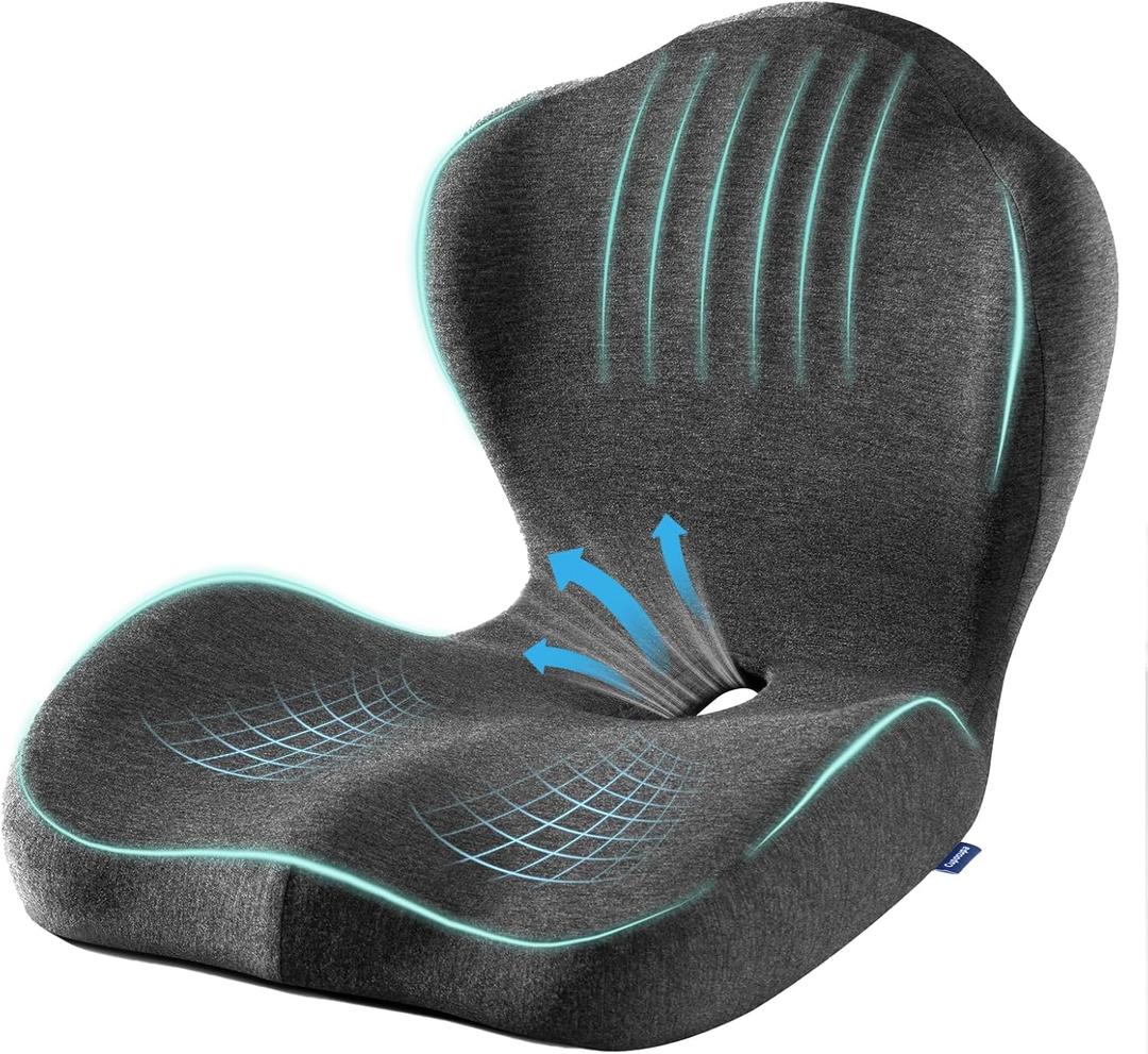 Seat Cushion for Car Truck Driver, Memory Foam Seat Cushion with Adjustable Strap,Ergonomic Lumbar/Back Support & Sciatica Relief for Long Drives, Orthopedic Cushion for Office Chair, Car, Semi Truck
