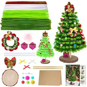Pipe Cleaners for Making Christmas Tree, 483 Pcs Christmas Pipe Cleaners in 5 Colors, Including a Variety of Accessories, Chenille Stems for DIY Decorations, Arts and Craft Supplies (Light green)