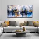 KELIYUAN Large Wall Decor Canvas Painting Wall Art For Living Room Decor Abstract Blue yellow City Landscape Picture Office Room Wall Decoration Artwork For Bedroom Print For Home Decor 24x48 In