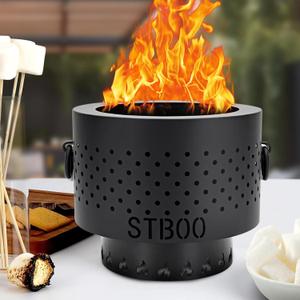 STBoo Tabletop Fire Pit, Low Smoke Pellet Portable Firepit, Indoor/Outdoor Mini Personal Fireplace with Travel Bag, Small Smores Firepit for Patio, Camping, Porch, Balcony, Garden Decor,7.8x6.6 inch (Black)