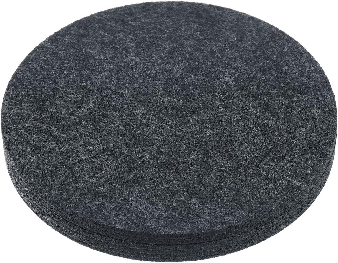 MECCANIXITY Plant Coasters 8 Inch Reversible Absorbent Waterproof Round Felt Pad Mat, Grey 6 In1 Set (Gray)