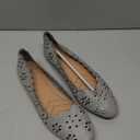 FRACORA Women's Ballet Flats Black PU Leather Dress Shoes Comfortable Round Toe Slip on Flats with Breathable Eyelets (10, Grey)