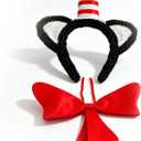 Cat Ears Red and White Headband Striped Hat with Red Bow Tie Costume Accessory Costume, for Cosplay Dress Up