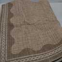 GarveeHome Washable Rugs 5x7 Rug for Living Room, Scalloped 5 x 7 Rug Solid Tan Jute Digital Printing Modern Low-Pile Carpet for Bedroom Dining Nursery Non Slip Mat with Rubber Back