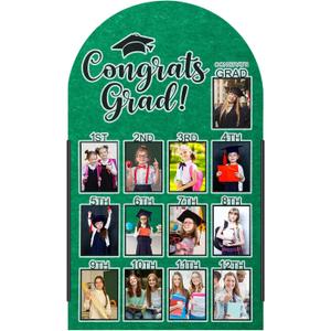 CroBlissful 27 x 16 Inch Graduation Photo Board Picture Frames Wall Decor Collage Display Blue Felt Board for 4 x 3 Inch Photo DIY Picture Holder 2026 Graduation Party Decorations
