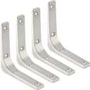 SAYAYO Heavy Duty Floating Shelf Bracket 4 Inch x 4 Inch, Stainless Steel Wall Shelf Brackets & Supports Brushed Nickel L Bracket, Angle Brackets Corner Brace for Wood, 4Pcs