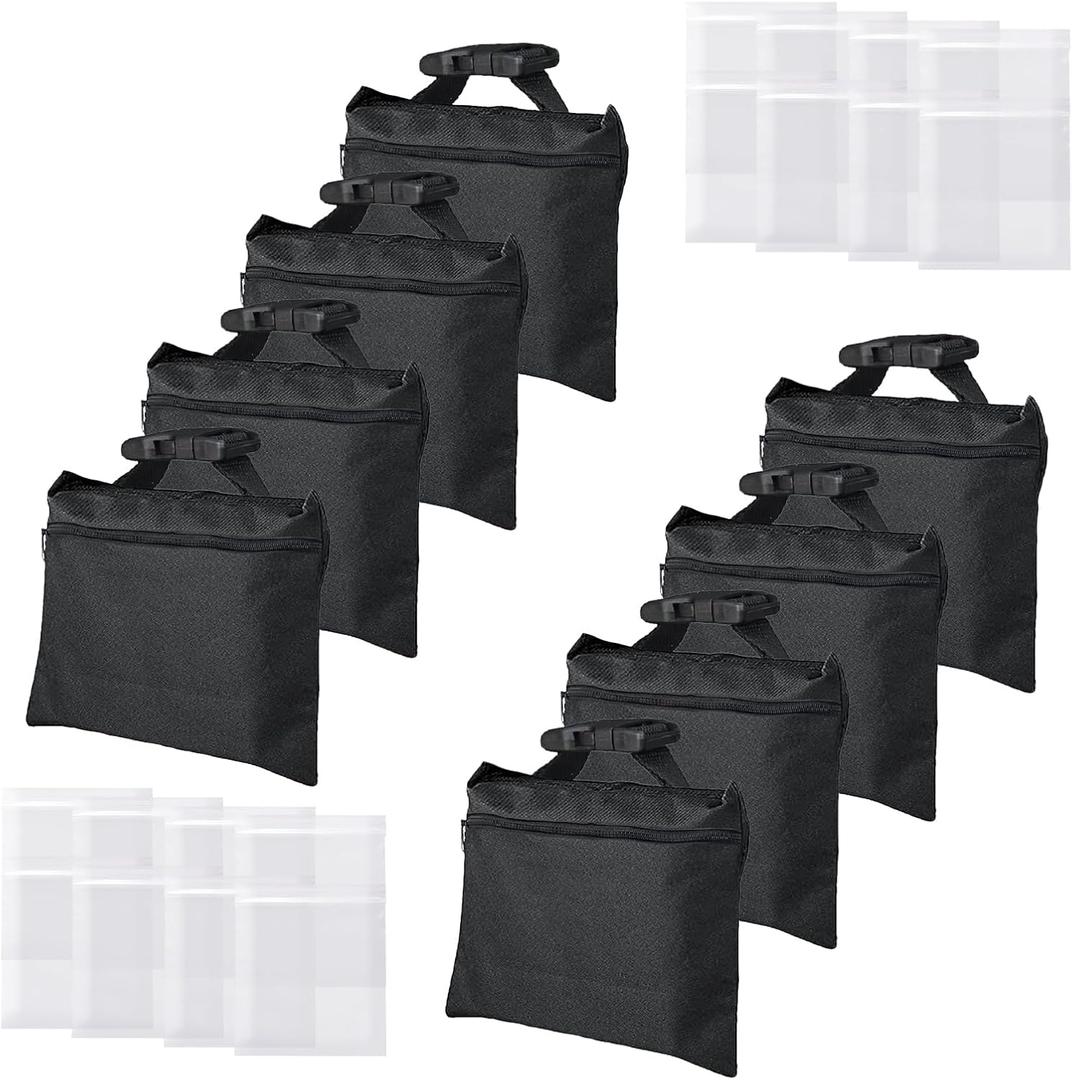 Sandbags 8 Packs, Sandbag Weights for Backdrop Stand Sandbags, SandBag for Weight, Weight Bags with Zipper and Buckle Straps for Support Heavy Duty Light Stand