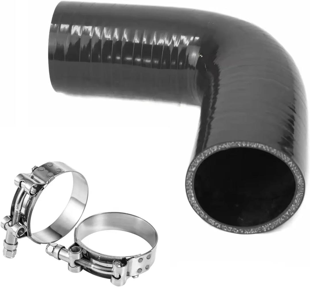 YSIL Acoplador de codo de 90 grados de 2.5 pulgadas, manguera de silicona de 4 capas reforzada Turbo Intercooler Tubera de admisin con abrazaderas de perno en T de 0.197 in de grosor