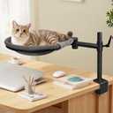 Cat Desk Bed, 360 Rotating & Adjustable Shelf Mount, Elevated Cat Hammock with Washable Air Mesh Fabric Nest, Breathable & Comfortable for Indoor Kitten Cats