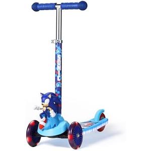 Sonic The Hedgehog 3D Kick Scooter for Kids, Self-Balancing 3 Wheeled Light Up Scooter with Extra Wide Anti-Slip Deck, Rear Brake, Lean to Steer, Lightweight Design, for Kids 3 and up, 75 LB Limit