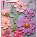Case for iPhone 16 Pro, Cluster Floral Real Flowers Phone Case for Women, Slim Durable Protective Cover with Oil-Painting Art Design, Military-Grade Drop Protection, Pink 6.3"
