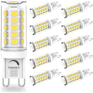 YUIIP G9 LED Bulb Dimmable 4W, 40W Halogen Equivalent, 5000K Daylight White AC 120V G9 Bi Pin Base Light Bulbs, 380LM, No Flicker, 360 Beam Angle, Pack of 10