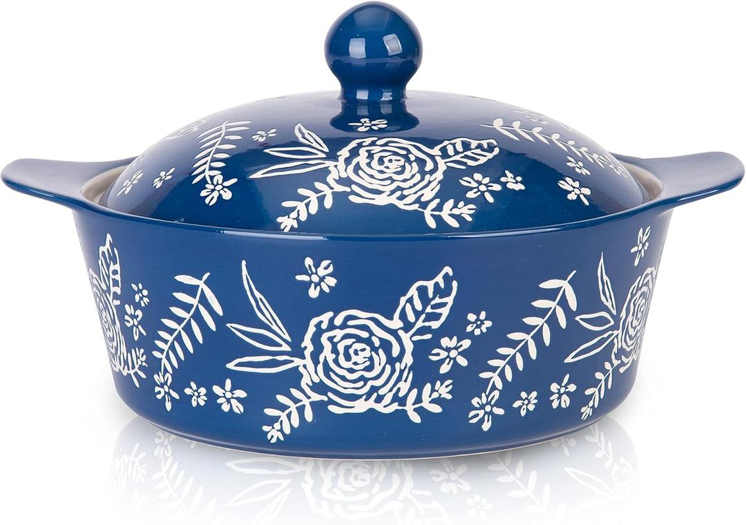 Wisenvoy Casserole Dish With Lid Casserole Dishes For Oven Baking Dishes For Oven Ceramic Baking Dish (Blue)