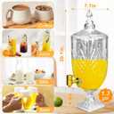 1.3 Gallon Glass Drink Dispenser, Glass Beverage Dispenser with Spigot for Party Bar Wedding, Crystal Collection Jug, Wide Mouth with Lid, Iced Beverage Dispensers (1.3gal colorful)