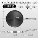 Innerwell Nonstick Crepe Pan 12 inch Stainless Steel Crepe Pan Honeycomb Coating Flat Skillet Tawa Dosa Tortilla Pan,Omelet Pan with All Stove Tops, Induction Compatible