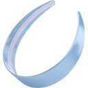 WantGor 1.6 Inch Wide Headbands Silk Satin Plain Headband for Women, Non Slip Solid Hair Bands Hair Accessories Cosplay DIY Holiday Head Band (Blue, Large)