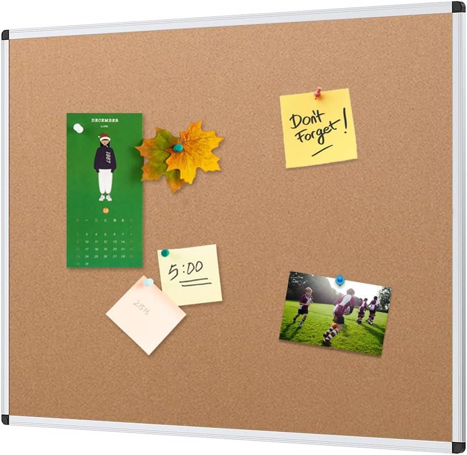 VIZ-PRO Cork Notice Board, 36 X 24 Inches, Silver Aluminum Frame