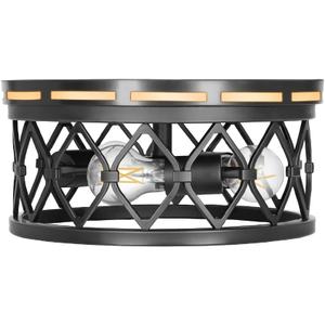 Sylvania 13" Flush/Semi-Flush Fixture with 90 Lm Integrated Nightlight, 3-Bulb Light, Hardwire, Indoor, Black Matte Finish - 1 Pack (63584)