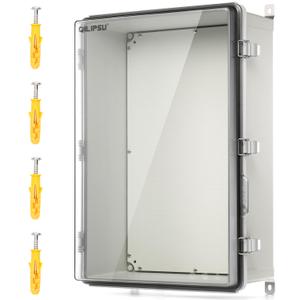QILIPSU UL94-V0 Outdoor Electrical Box 24.2"x16.4"x9.1" Waterproof Junction Box Weatherproof PC/ABS Alloy Plastic IP66 Project Electric Enclosure Clear Hinged Door
