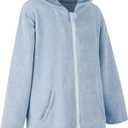 MissShorthair Hooded Towel Robe for Kid, Zipper Beach Cover Up, Swim Changing Robe for Boy, Girls Bath Towelling Poncho, Medium