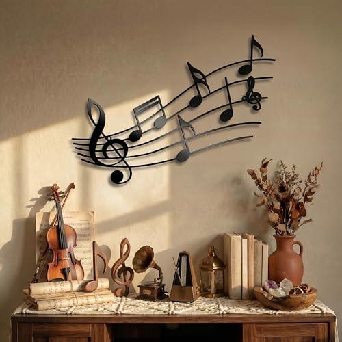 Zhengmy Musical Note Wall Art Theme Musical Note Decoration Vintage Hanging Metal Sign for Living Room, Bedroom