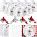 Inbagi Memorial Cardinal Sign Pins Set Include Bird Funeral Pocket Token Red Cardinal Pin Organza Bags and Remember Me Poem Cards Charms Funeral Favors for Guests Gift (60 Sets)