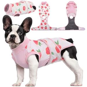 Kuoser Recovery Suit for Dogs Cats After Surgery, Professional Pet Recovery Shirt Dog Abdominal Wounds Bandages, Substitute E-Collar & Cone,Prevent Licking Dog Onesies Pet Surgery Recovery Suit Size M