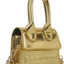 GORGLITTER Women's Gold Mini Bag Metallic Top Handle Crossbody Evening Party Handbag Purses Formal Flap Clutch Bags