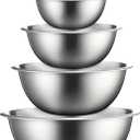 Stainless Steel Mixing Bowl Set, Nesting Bowls for Kitchen Baking, Cooking, Prepping, Kitchen Food Storage Organizers, No Lids (5 Pack)