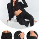 ALLZERO Women's Wide Leg Yoga Pants with 4 Pockets High Waisted Casual Pants Soft Workout Lounge Pants 28'' (Black, S)