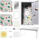 17Pcs Locker Set with Magnetic Accessories, Whiteboard, Shelf, Mirror, Rug & More for School Lockers, Tropical