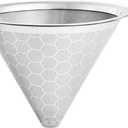 Pour Over Coffee Filter Compatible with Chemex & Hario V60 02 03, Reusable Stainless Steel Metal Cone Slow Drip Coffee Filter, 2-4 Cups Coffee Pour Over Dripper Filters
