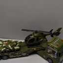 Dwi Dowellin Green Military Big Truck Toys,25.6" Semi Truck Toy with Helicopters and Tank,Army Toys with Lights & Sounds,Birthday Gift for 2 3 4 5 Years Old Boys and Girls