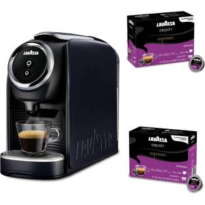 Lavazza Classy Mini Espresso Coffee Machine 72 Count Intenso Capsules Compact Single-Serve Brewer Compatible BLUE & Expert Pods